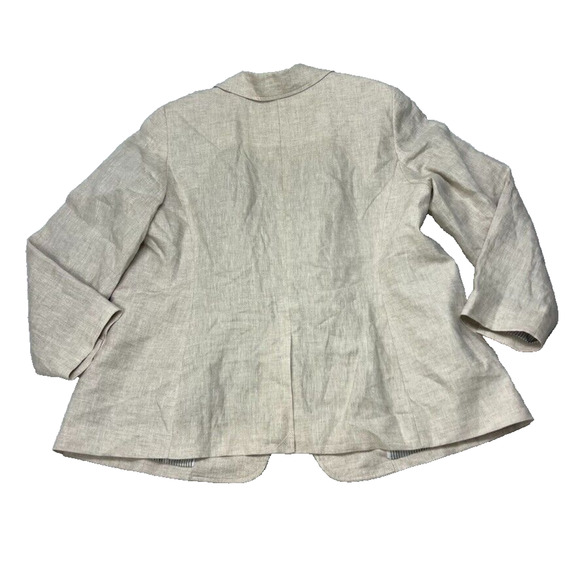 Talbots Blazer Womens Plus Petite 14 Classic Natural Beige Linen Minimalist NWOT - Picture 4 of 13